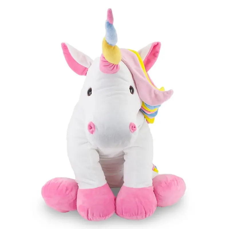 Unicórnio de Pelúcia 65 cm - Almofada Branca Com Detalhes Coloridos - Image 3
